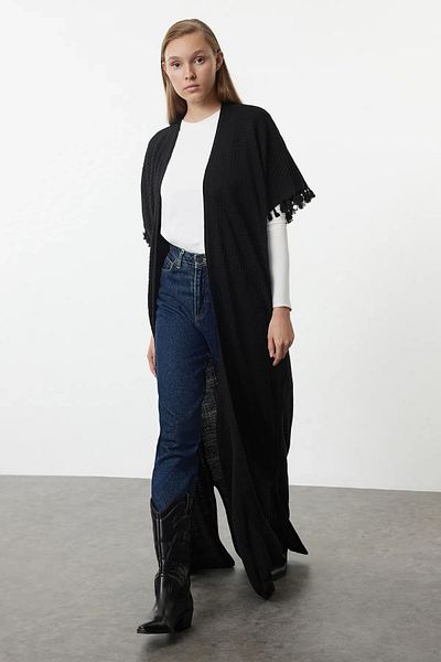 Trendyol Modest Černá pletená čepice - Ferace/kardigan Tctaw25kf00004
