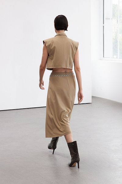 Trendyol Collection Ediție limitată - Fusta midi plisată din piele de nurcă TWOAW25ET00075