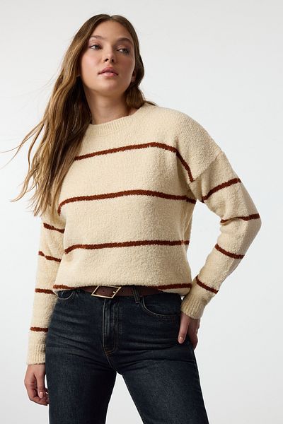 Trendyol Collection Pulover de tricotaj texturat cu dungi de piatră TWOAW23KZ01863