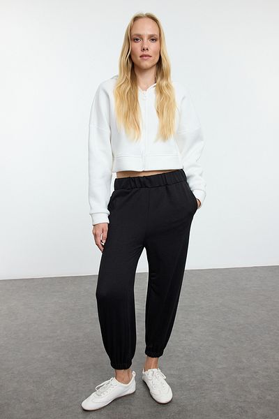 Trendyol Collection Schwarz-grau Melange Jogger Sweatpants - Elastisches Bein, Dünn Gestrickt Twoaw25ea00006