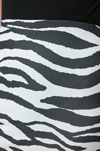 Trendyol Collection Flexible Black Pencil Skirt - Animal Printed, Twoaw25Et00132