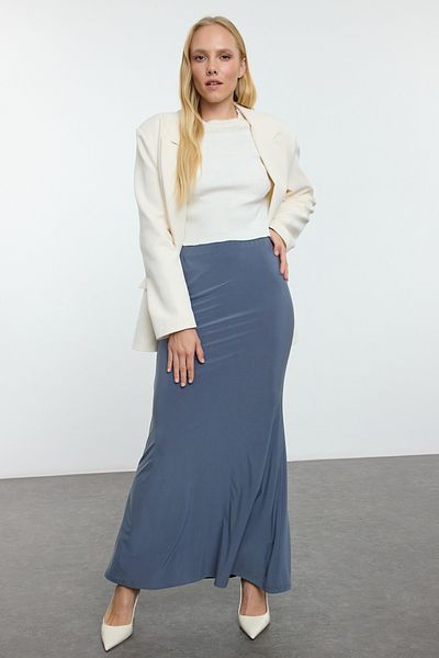 Trendyol Collection Antracit testhez simuló hal alakú rugalmas szoknya TWOSS24ET00155