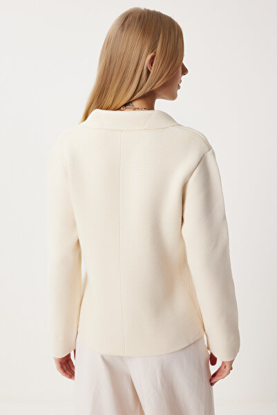 Happiness İstanbul Ecru Knitwear Cardigan - Pearl Button Detail, Women'S, Yu00019