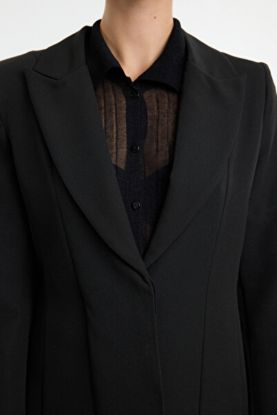 Trendyol Collection Black Fitted/West Sitting Blazer Jacket Twoaw25Bc00014
