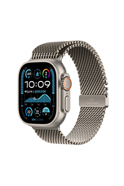 Apple Watch Ultra 2 GPS Cellular 49mm Natural Titanium Case with Natural Titanium Milanese Loop - S