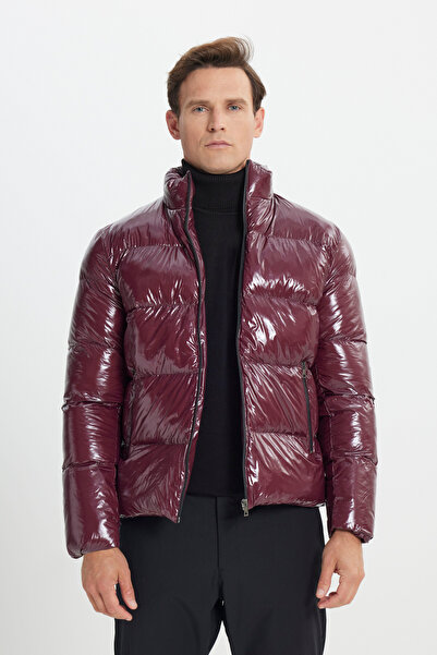 ALTINYILDIZ CLASSICS Pánský klaretový červený kabát pro běžné nošení standardního střihu odolný proti chladu