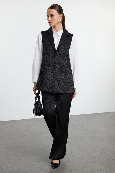 Trendyol Modest Patterned Black Woven Set - Lower & Upper Tctaw25Us00092