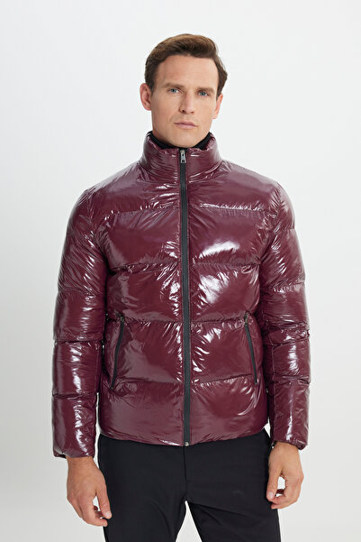 ALTINYILDIZ CLASSICS Pánský klaretový červený kabát pro běžné nošení standardního střihu odolný proti chladu