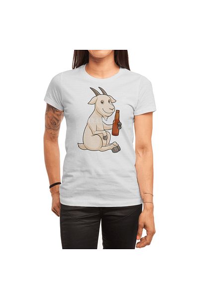 Fizello Tricou pentru bărbați și femei - Goat With Bottle Beer Tricou alb unisex