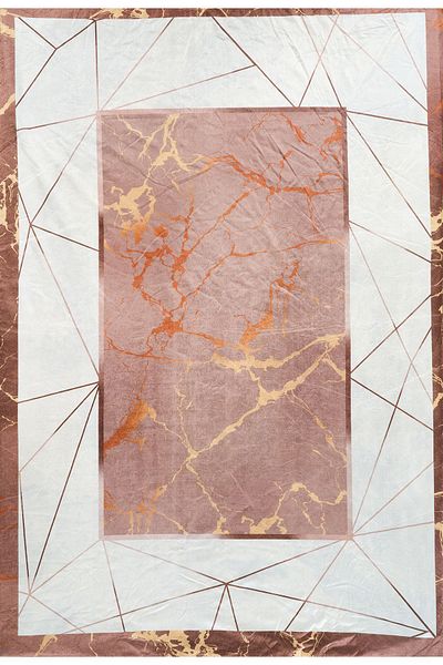 RENKLİBUTİK 6 M2 Modern Patterned Velvet Textured Carpet Cover - Non-Slip and Elastic