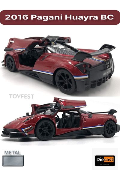 TOYFEST 2016 Pagani Huayra BC سحب قطرة يموت - نموذج سيارة معدني مع أبواب قابلة للفتح - أحمر 12.5 سم