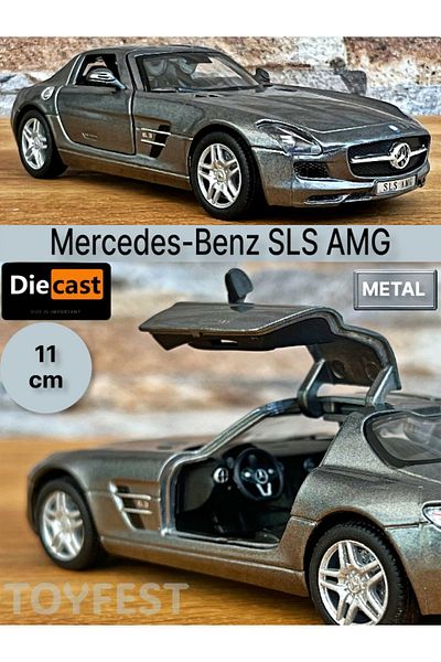 TOYFEST مرسيدس - بنز SLS AMG من مرسيدس - نموذج سيارة معدنية مصبوبة بأبواب مفتوحة - مدخن 11.5 سم