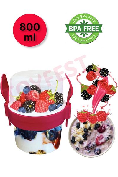 TOYFEST BPA Free Food Food Food & Breakfast with Fork & Spoon Lid Yogurt Muesli Salad Fruit Storage Container
