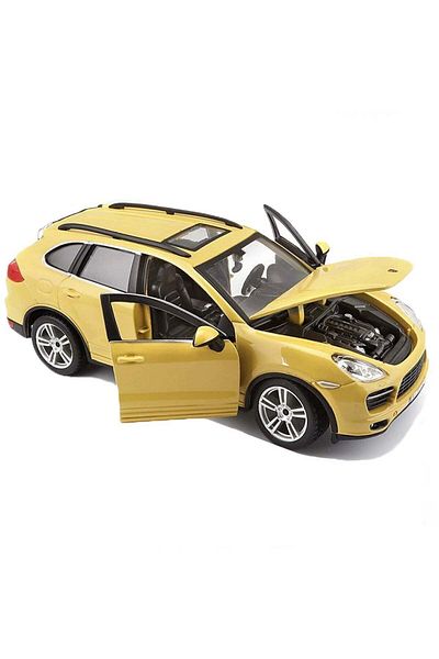 TOYFEST سيارة موديل Bburago 1:24 Porsche Cayenne Turbo Plus باللون الأصفر