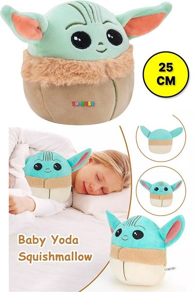 TOYFEST Mandalorian Baby Yoda Squishmallows - Soft Plush Figure, 25 Cm