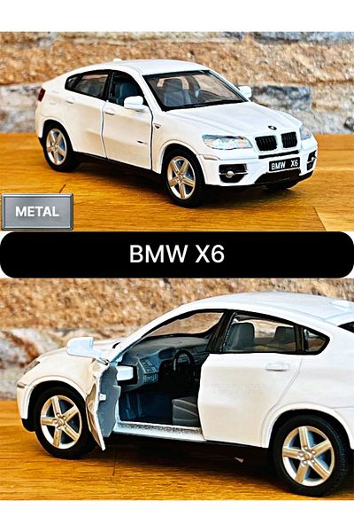TOYFEST BMW X6 Pull Drop Die - نموذج سيارة معدني قابل لفتح الأبواب - أبيض 1:32 - 11.5 سم