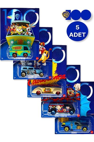 TOYFEST وارنر بروس 100. موضوع العام - 2023 Die - Die Metal Cast مجموعة من 5 سيارات قابلة للتحصيل - HMV73
