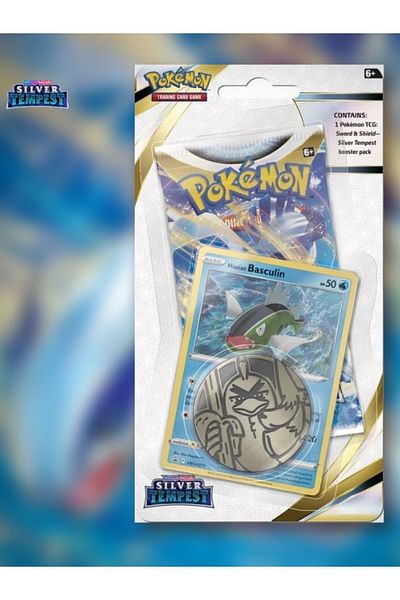 TOYFEST لعبة بطاقات البوكيمون التجارية، سيف ودرع، حزمة نفطة من الفضة Tempest Basculin Checklane