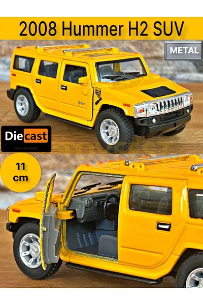TOYFEST 2008 هامر H2 SUV سحب قطرة يموت - نموذج سيارة معدني مع أبواب مصبوبة قابلة للفتح - أصفر 11.5 سم