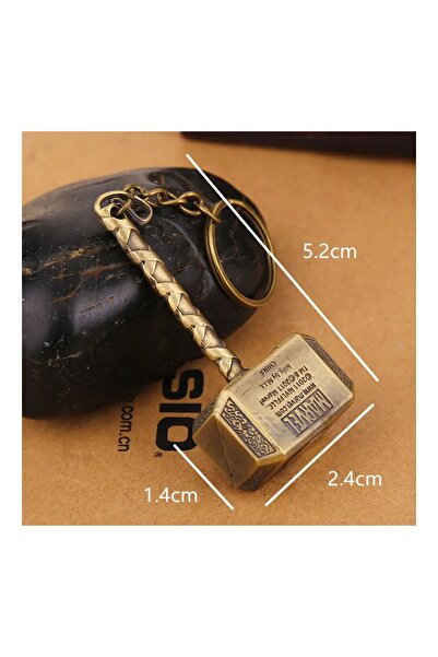 TOYFEST Marvel Avengers Thors Hammer - Metal Thor Hammer Figured Keychain - Gold Color