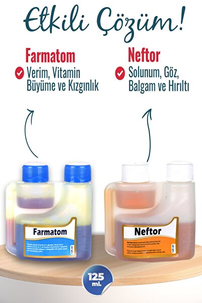 Munich Vet 2li Set Kuşlar Için Farmatom Vitamin Neftor Hırıltı Seti (125ML)