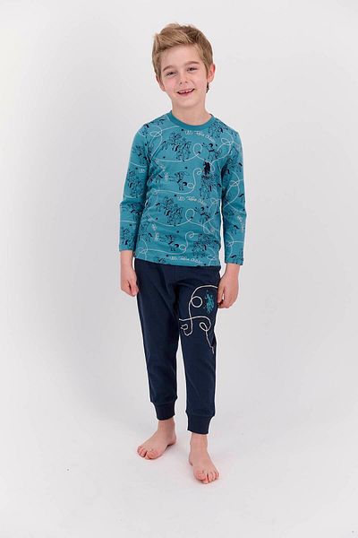 U.S. Polo Assn. 914 Set de pijamale cu nervuri pentru băiat, Dark Petrol