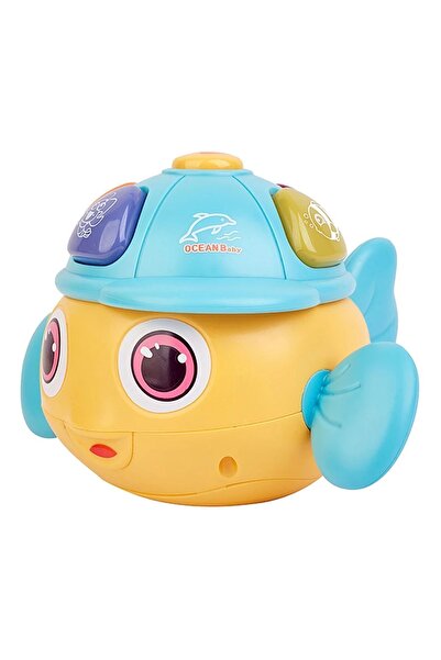 TOYFEST Deniz Canlıları Sesi Çıkaran Işıklı Müzikli Balık Şekil İnteraktif Bebek Eğitici Tuşlu Oyuncak Sarı