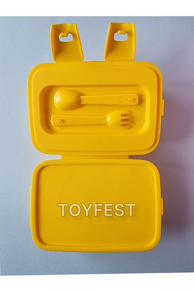 TOYFEST Lock Lid 2-Layer 4-Compartment Rectangular Lunch Box & Nutrition with Spoon and Fork - Tweety Themed