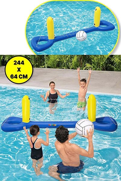 TOYFEST Deniz Havuz Şişme Su Voleybolu Fileli Oyun Seti - 244 X 64 CM
