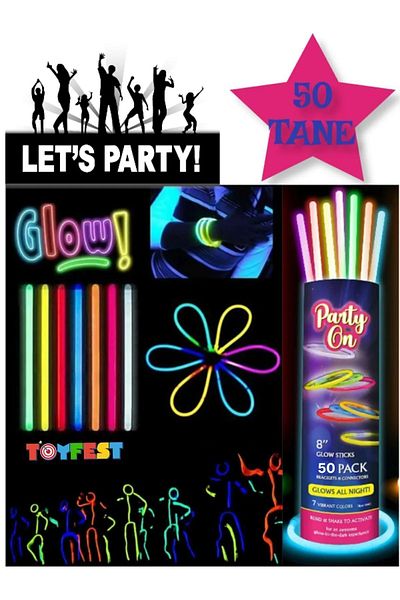 TOYFEST 50 Pieces Glow in the Dark Glow Stick Highlighter Stick Bracelet - Shine for 8 Hours
