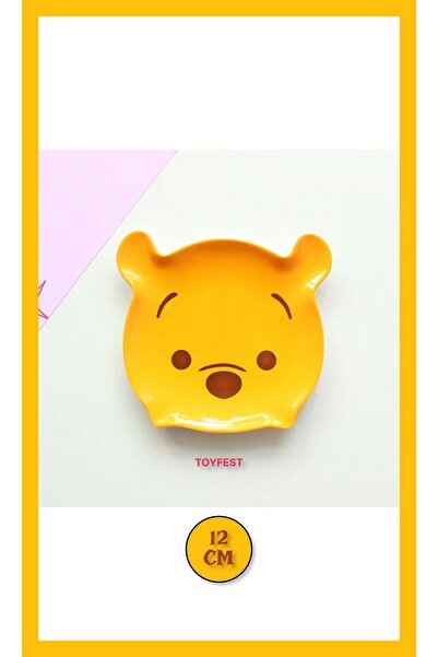TOYFEST Winnie The Pooh Figürlü Melamin Çocuk Yemek Tatlı Meyve Tabağı Fincan Altlığı - 12 cm