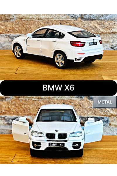 TOYFEST BMW X6 Pull Drop Die - نموذج سيارة معدني قابل لفتح الأبواب - أبيض 1:32 - 11.5 سم