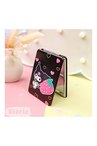 TOYFEST Kuromi Figured Mini Pocket Mirror 8.6 cm X 6.2 cm - Black Strawberry Model 3