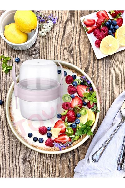 TOYFEST BPA Free Food Food Food & Breakfast with Fork & Spoon Lid Yogurt Muesli Salad Fruit Storage Container