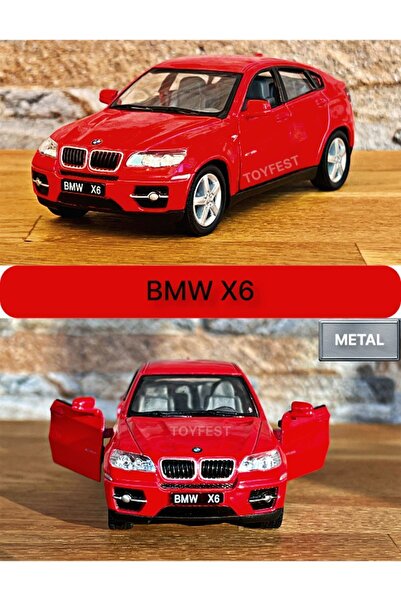TOYFEST BMW X6 Pull Drop Die - نموذج سيارة معدني قابل لفتح الأبواب - أحمر 1:3...
