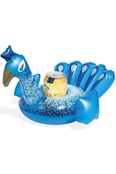 TOYFEST قطعتان - حامل أكواب مشروبات عائم قابل للنفخ مع نموذج البجع والطاووس