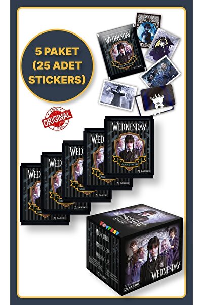 TOYFEST Panini Wednesday Koleksiyon Sticker Çıkartmaları  + 5 Paket (25 Adet ...