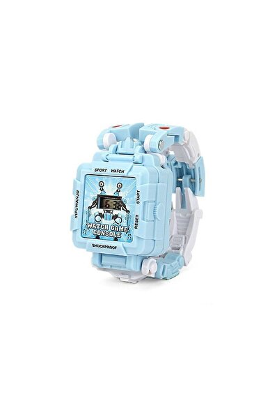 TOYFEST Tetris Oyunlu Transformers Robot Saat - Pastel Mavi