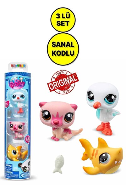 TOYFEST Littlest Pet Shop Minişler 3’lü Figür Seti S1 - Su Samuru Martı Köpek...