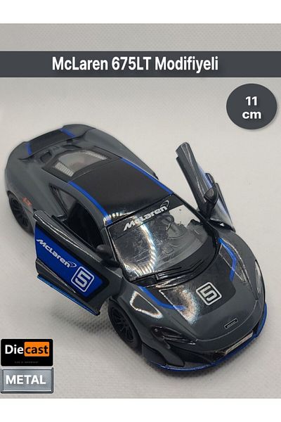 TOYFEST ماكلارين 675LT قالب سحب وقطرات معدل - نموذج سيارة معدني مع أبواب مصبوبة قابلة للفتح - أسود 11.5 سم
