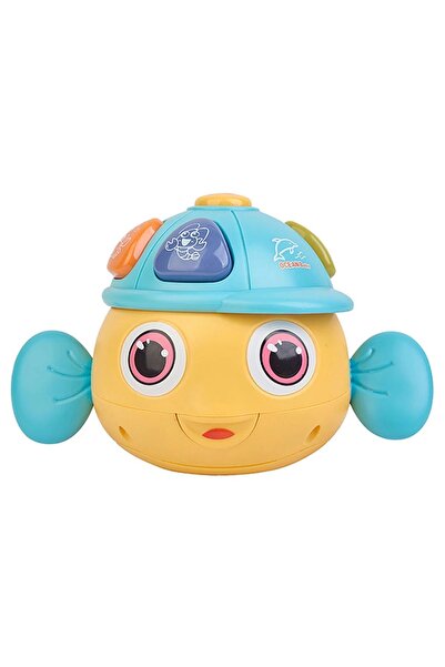 TOYFEST Deniz Canlıları Sesi Çıkaran Işıklı Müzikli Balık Şekil İnteraktif Bebek Eğitici Tuşlu Oyuncak Sarı
