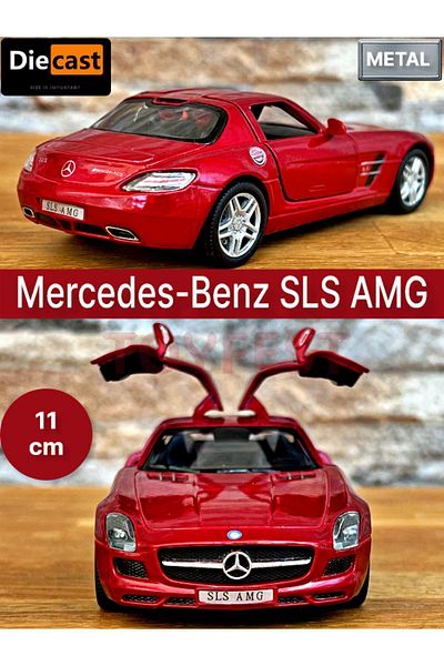 TOYFEST مرسيدس - بنز SLS AMG سحب قطرة يموت - نموذج سيارة معدني مع أبواب قابلة للفتح - أحمر كلاريت 11.5 سم