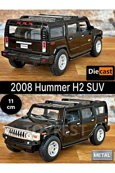TOYFEST 2008 هامر H2 SUV سحب قطرة يموت - نموذج سيارة معدني مع أبواب مصبوبة قابلة للفتح - أسود 11.5 سم