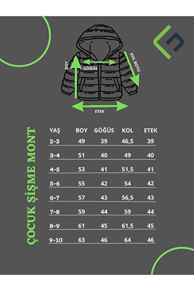 freemen Kız Çocuk Polarlı Kürklü Kapüşonlu Penguen Şeker Desenli Kışlık Şişme Mont & Kaban & Parka