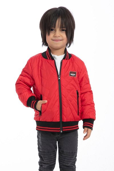 Firststops Boy's Red College Collar Lined Water and Windproof Zippered Pocket Coat Jacket