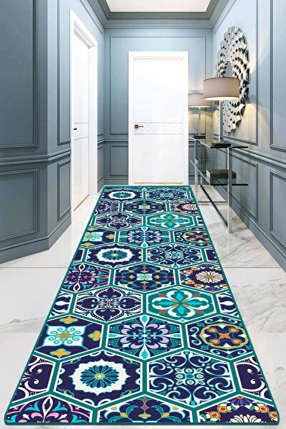 Chilai Home Mosaic Yolluk Halı Kaymaz Taban Yıkanabilir,rulo Kesme Yolluk Djth