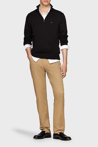 Tommy Hilfiger Pánský bavlněný svetr s límečkem – Regular Fit Mw0Mw37331 Bds