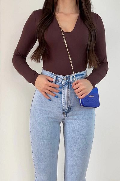 DRC trend Pantaloni largi din lycra albastru din anii 90 Rita, cu talie super înaltă