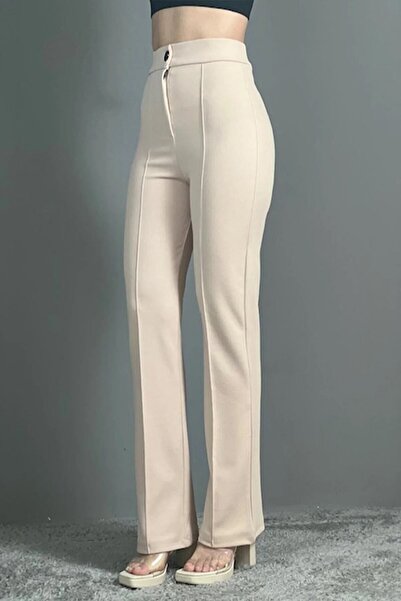 DRC trend Високі бежеві штани-палаццо - Lager Жіночі штани-палаццо