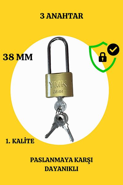 YMK 38mm Quality Insignia Lock - Steel Chain 35cm Cabinet, Boots, Bags, Coats, Dorts, Sports, Soldier Etc.